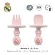 Baby Lernbesteck Silikon rosa Real Madrid mit Anti Ersticking Ring ab 4 Monate Löffel und Gabel Set