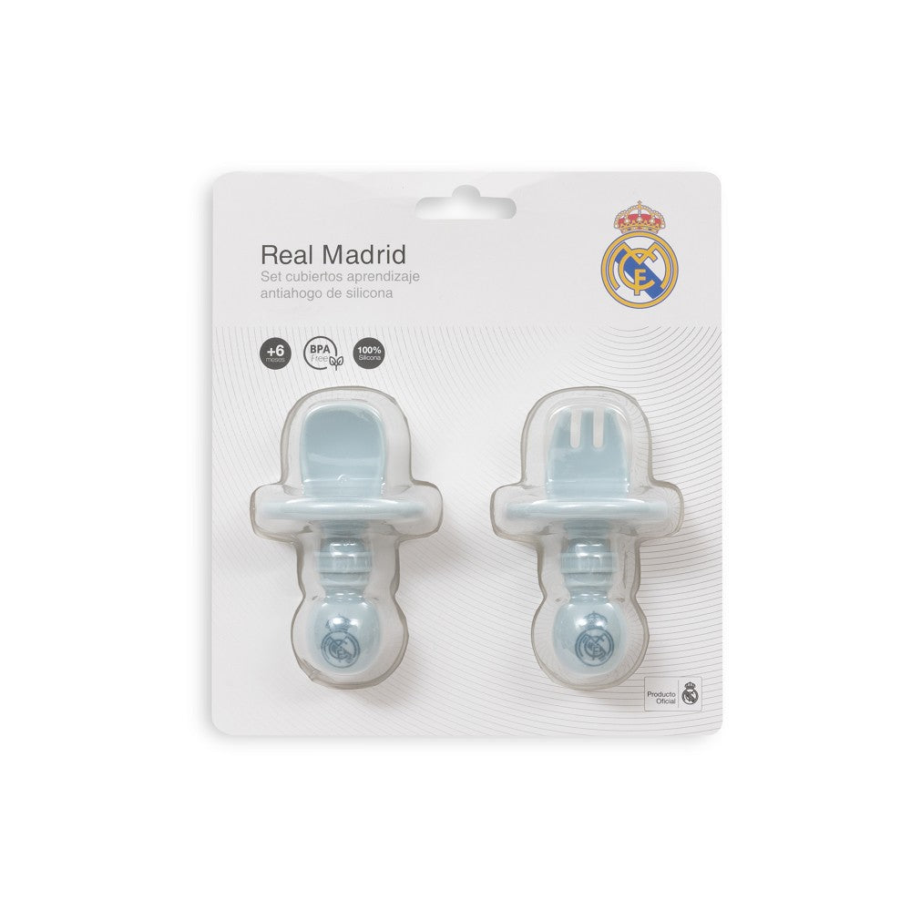 Real Madrid Baby Lernbesteck Set aus Silikon in Blau in Originalverpackung