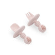 Baby Lernbesteck aus Silikon rosa Real Madrid Löffel und Gabel mit Anti Verschluck Ring für Kleinkinder