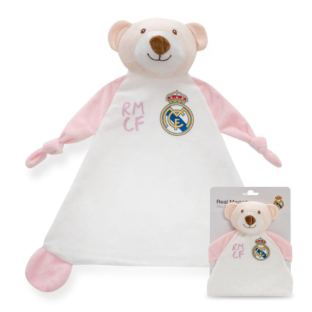 Real Madrid Baby Schmusetuch Bär in Rosa mit Vereinslogo für Babys und Kleinkinder