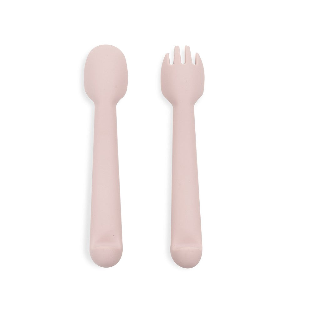 Real Madrid Baby Silikon Besteck Set mit Löffel und Gabel in Rosa, offiziell lizenziertes FC Real Madrid Produkt, BPA frei, für Babys und Kleinkinder
