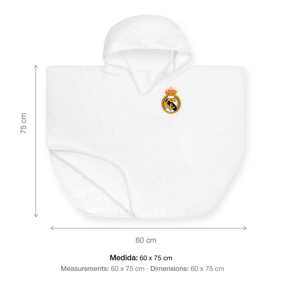 Real Madrid Poncho - Handtuch für Kinder – 100% Baumwolle, 60×75 cm - Babylions