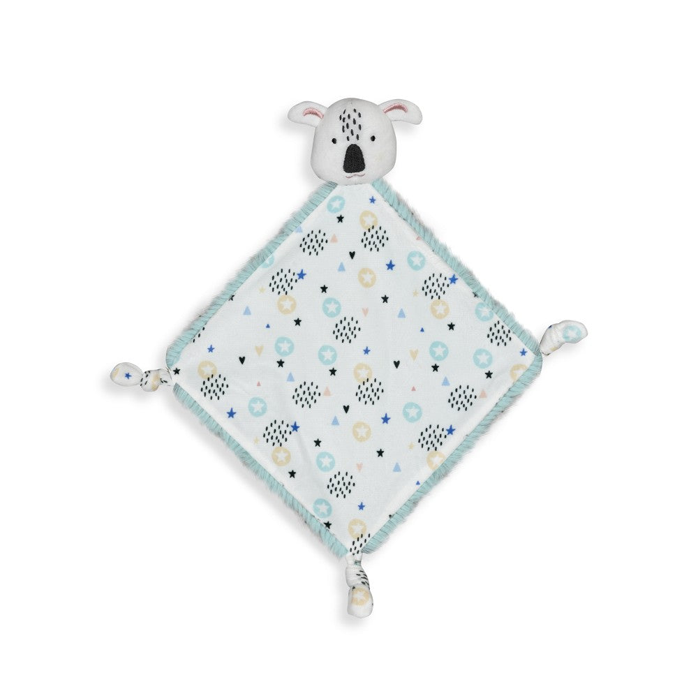 Schmusetuch mit Koala Motiv in Türkis aus weicher Baumwolle für Babys und Neugeborene
