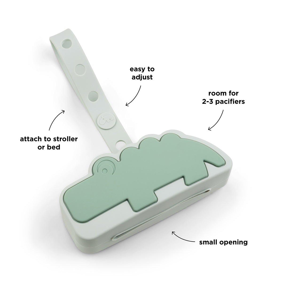 schnullertäschchen aus silikon - croco - grün - Babylions