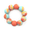Silikon-Beißring für Babys mit bunten Perlen – Zahnungsspielzeug zum Greifen und Kauen in Orange und Blau
