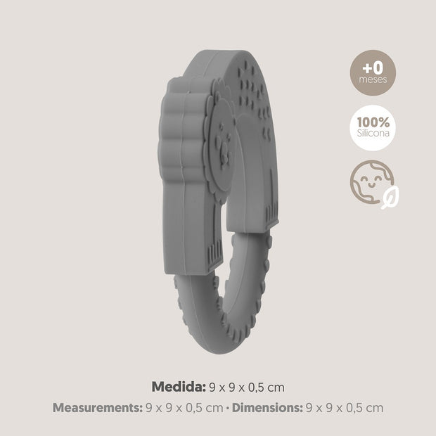 Silikon Beißring Löwe Seitenansicht mit Maßen 9 x 9 x 0,5 cm – BPA-freies Zahnungsspielzeug für Babys ab 0 Monaten