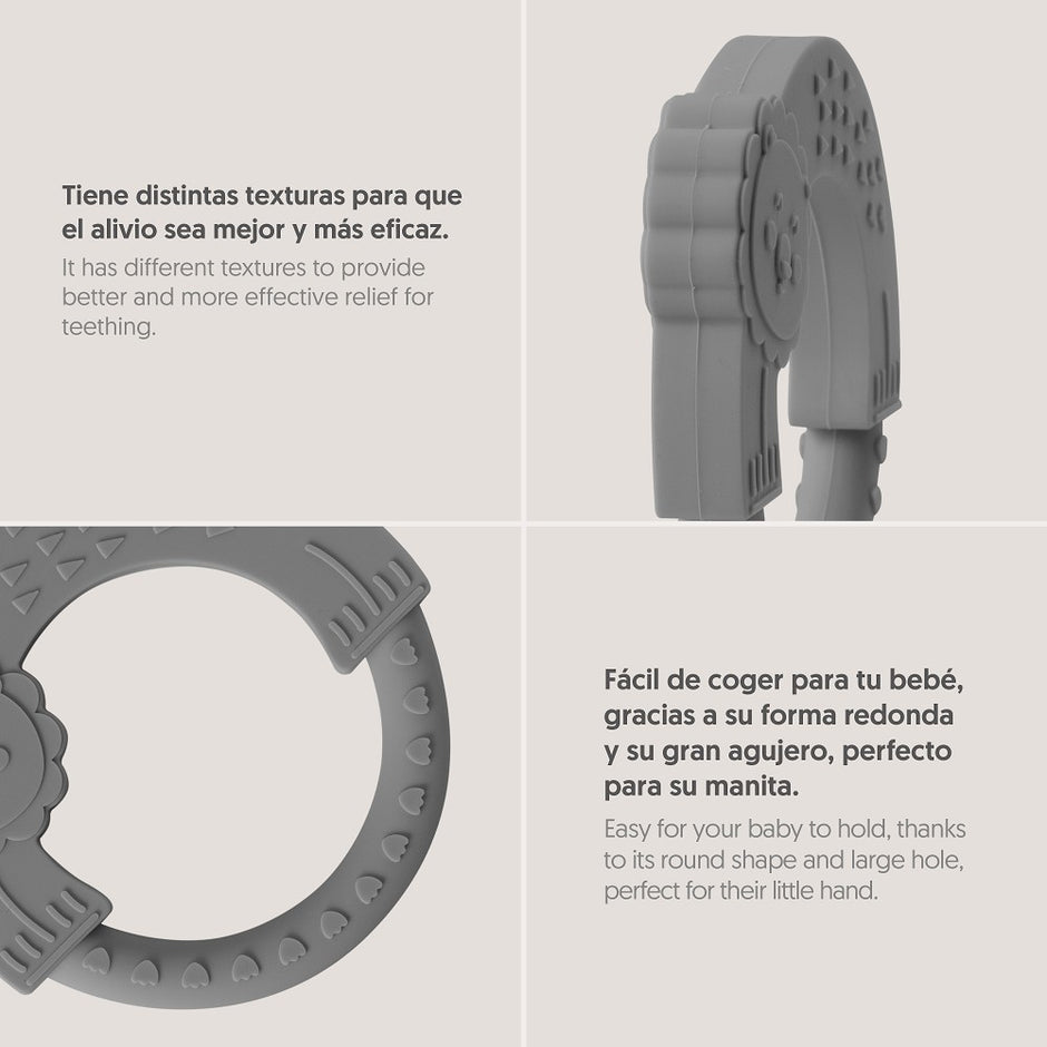 Silikon Beißring Löwe mit verschiedenen Texturen – BPA-freies Zahnungsspielzeug, leicht zu greifen für Babys