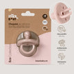 Originalverpackung des altrosa Silikon Schnullers von Interbaby – aus 100 % lebensmittelechtem Silikon, BPA-frei, antibakteriell, extra weich und für Babys ab 0 Monaten geeignet.