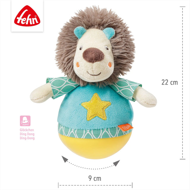 Baby Stehaufmännchen Löwe – ca. 22 cm groß, mit Wackelfunktion und Geräusch, Motorikspielzeug für Babys