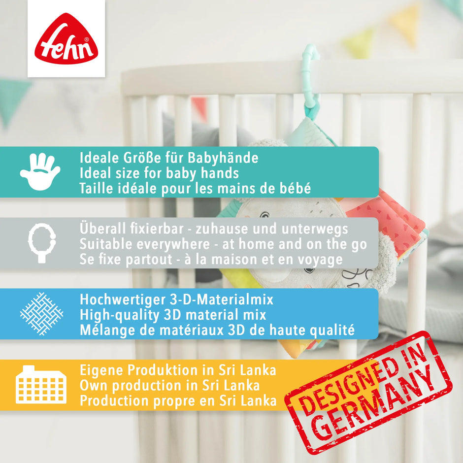 Stoffbuch Capybara für Babys aus hochwertigem Materialmix mit weicher Oberfläche, ideal für kleine Babyhände und vielseitig nutzbar